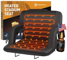 Stadium Seat Heated Foldable Back Support USB 3 Heat Levels 23 Black Portable
