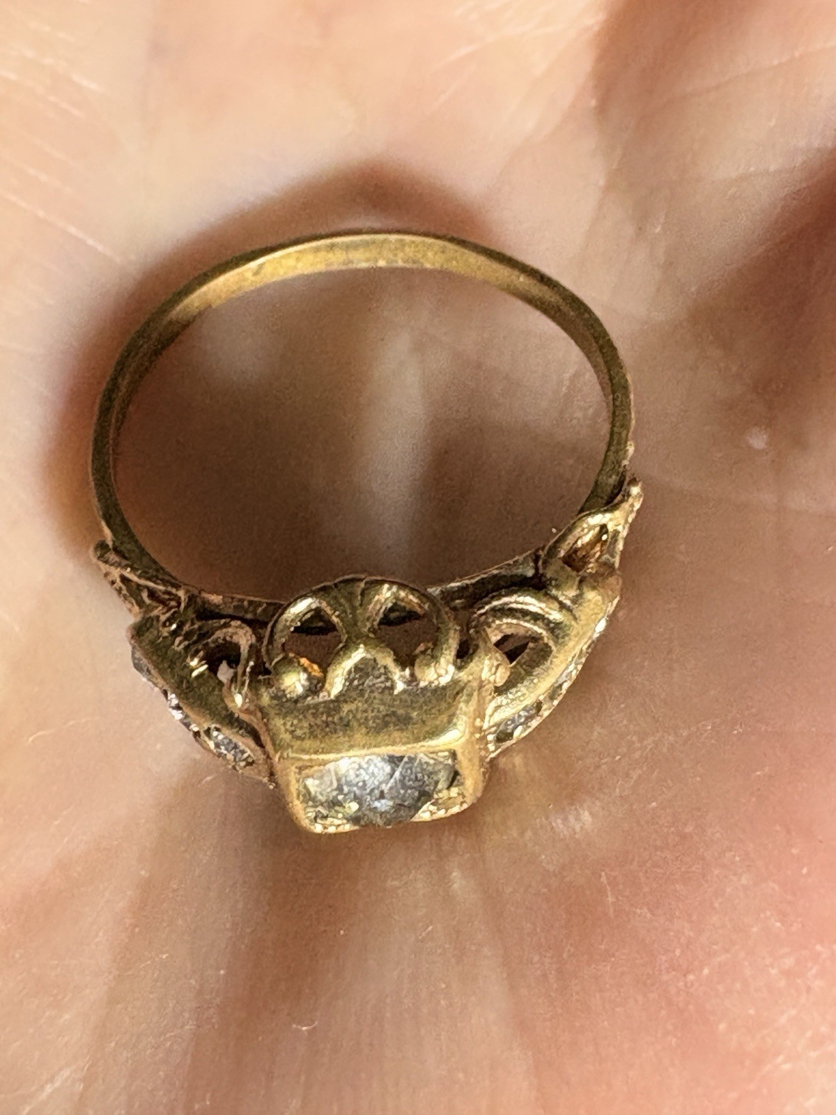 Antique Victorian Paste Ring Closed Back Paste St… - image 7