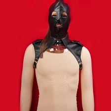 Male Chest Harness Belts Shoulder Clubwear Cosplay/ Head Mask Hood with Wig BDSM