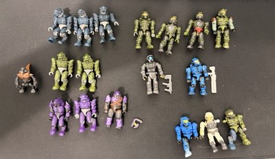 Halo Mega Bloks Mini Figure Lot 15 Figures - 3 Weapons - 3 Figures for parts