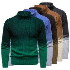 Men's autumn and winter new gradient color semi high neck sweater knitted sweate