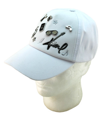 New KARL LAGERFELD Stitched Logo with Charms Adjustable Cap Unisex Baseball Cap