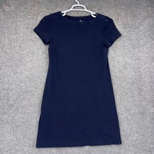 Talbots T Shirt Dress Womens Medium Blue Short Sleeve Cotton Boat Neck Casual