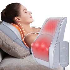 Boriwat Back Massager with Heat, 3D Kneading Massage Pillow for 1, Light Gray