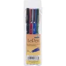 Uchida Le Pen .03mm Point 4/Pkg-Black, Red, Blue Green