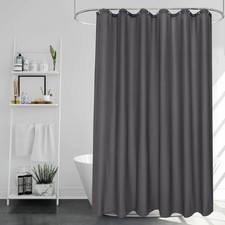 Dark Grey Extra Long Shower Curtains 210cm Drop with Hooks, Water-resistant Mild
