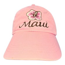 Maui Hawaii Embroidered Hibiscus Flower Pink Dad Hat Adjustable