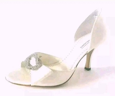  BENJAMIN ADAMS ELFENBEIN SEIDE BRAUT OFFENE SPITZE STILETTO PUMPS SCHUHE GRÖßE UK 4 (37