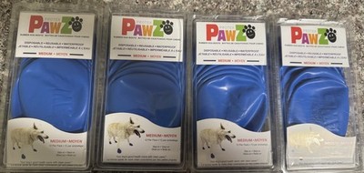 4 Packs PAWZ Reusable Dog Boots MEDIUM - Blue