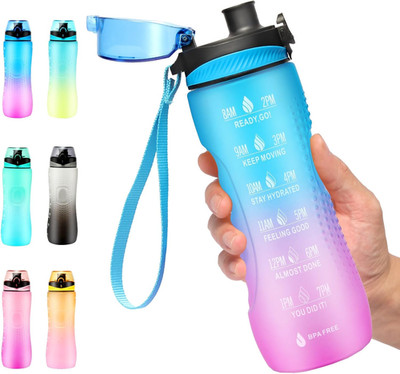 Sportwasserflasche mit Zeitmarkierung BPA frei aus Tritan 750ml für Fitness und 