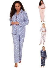 Brushed Cotton Pyjama Sets 100% Cotton PJs Long Sleeve Button Printed Nightwear