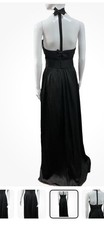 White Vera Wang Size 16 Black Gown Halter Strappy Bow Back Party Dress