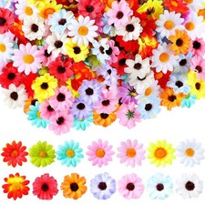 200 PCS Fake Daisy Flower Heads Mini Silk Artificial Mix Color Sunflower DIY