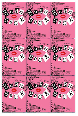 9 edible Burn Book Mean Girls, cookies, rice krispy treats, pre cut wafer paper