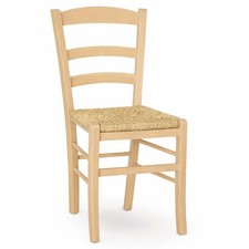 Chaise De Salle À Manger Paesana En Bois Couleur Naturelle Avec Assise En Paille
