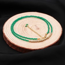 Delicado collar de mujer de 18"" con cuentas redondas de piedras preciosas facetadas de ónix verde