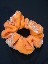 Extra Large Fancy Orange Color Scrunchie. Handmade In Houston Tx.