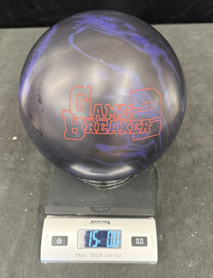 EBONITE GAME BREAKER 2 15LB USED BOWLING BALL, PROFESSIONALLY PLUGGED