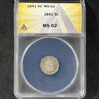 1841 H10c Liberty Seated Half Dime Type Brilliant Uncirculated ANACS MS 62