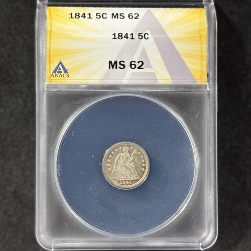 1841 H10c Liberty Seated Half Dime Type Brilliant Uncirculated ANACS MS 62