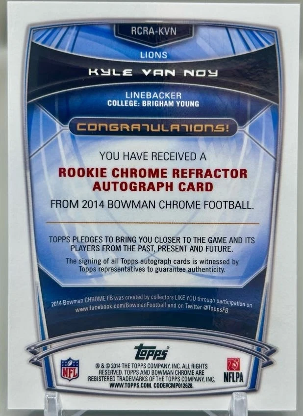 2014 Bowman Chrome Kyle Van Noy Rookie Auto Bubble Refractors /99 - Image 2 of 2