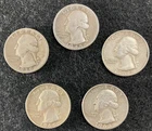 90% Silver Washington Quarters Lot of 5 1939 - 1964