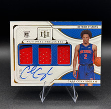 2021-22 National Treasures Cade Cunningham Triple Rookie Patch Auto RPA #/25