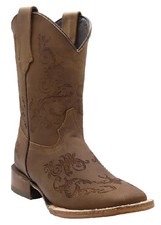 Silverton Bella All Leather Wide Square Toe Boots (Tobacco)