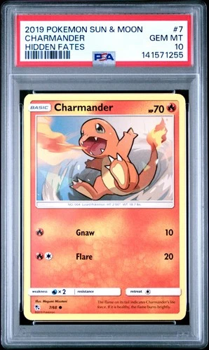 2019 POKEMON SUN & MOON HIDDEN FATES #7 CHARMANDER PSA 10
