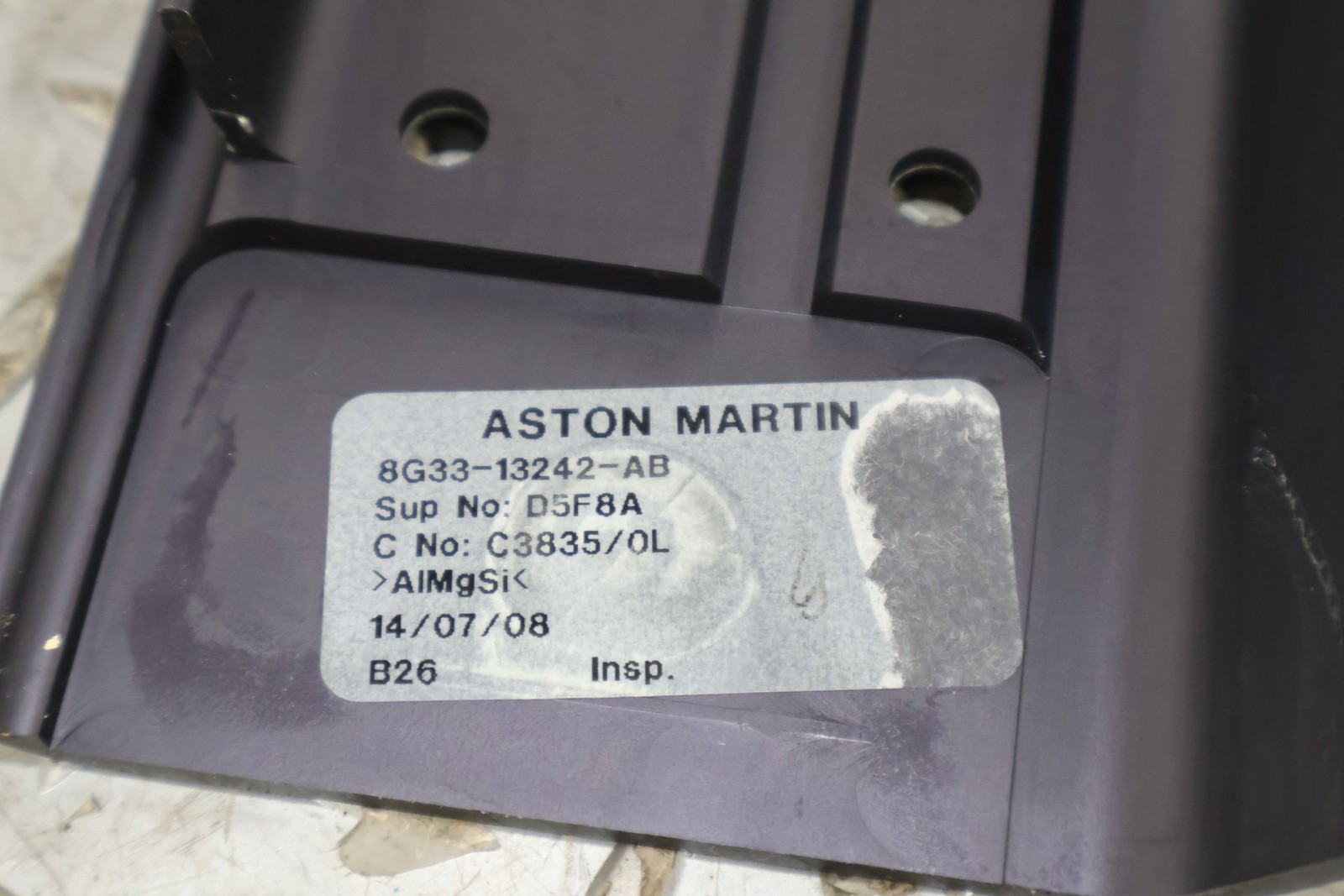 09 Aston Martin V8 Vantage Left LH Interior Door Sill Plate W/ Insert (Black)