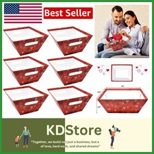 6 Empty Valentine Gift Baskets Set 8x10 Heart Rectangular Handles Cardboard