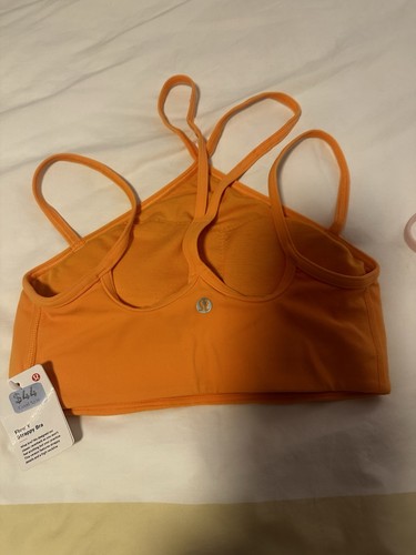 NWT Lululemon Flow Y Strappy Bra High Neck Orange Sports Bra Size 4