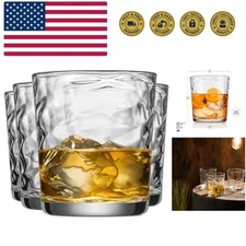 Whiskey Glasses 13 oz. Barware Set of 4 Old Fashioned Glasses for Whisky, Sco...