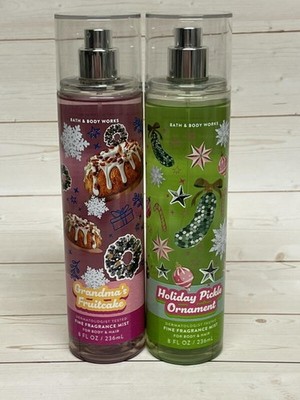 Bath & Body Works Holiday Pickle Ornament & Grandmas Fruitcake Body Mist Set/2