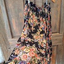 Women's vintage floral cotton, prairie, peasant, darks floral Skirt, S/ M.