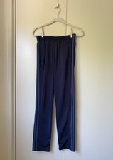 Adidas Navy Blue Stripe Track Pants Zip Hem Size Small
