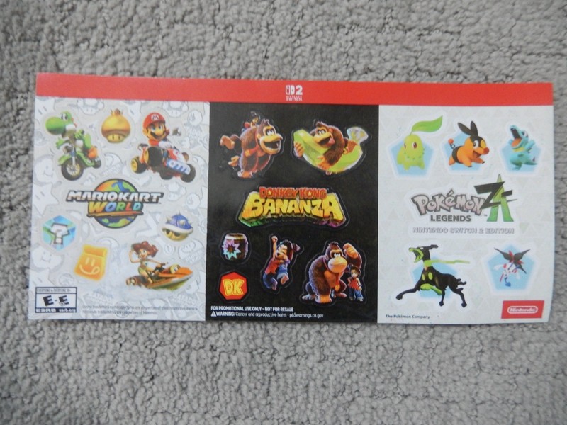 Nintendo Switch 2 Promotional Sticker Sheet  Mario Kart  Donkey Kong  Pokemon