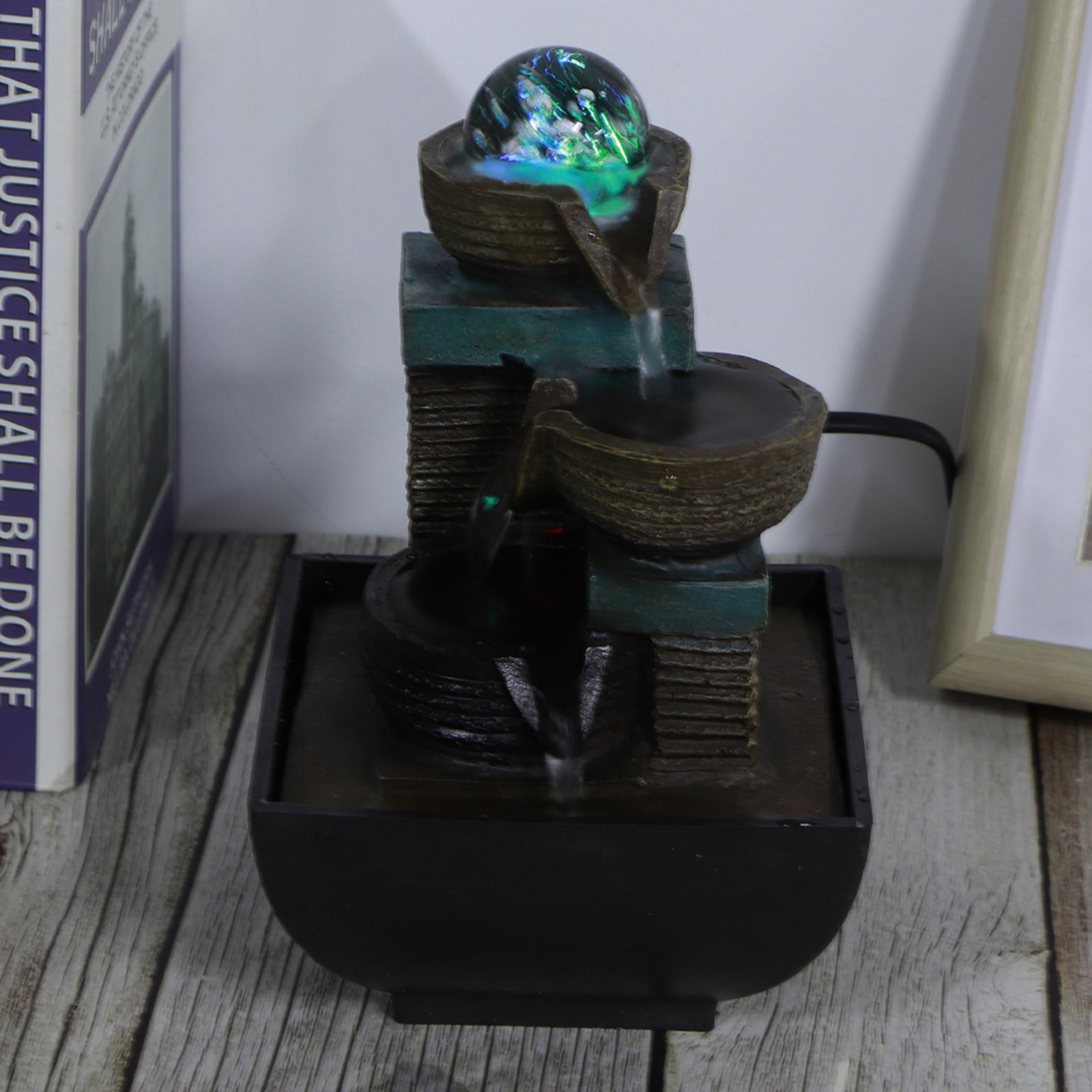 Innovative Resin Indoor Tabletop LED Water Fountain Ornament For Home Office