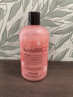 PHILOSOPHY SPARKLING HOLLYBERRIES SHAMPOO SHOWER GEL BUBBLE BATH 16oz NEW SEALED