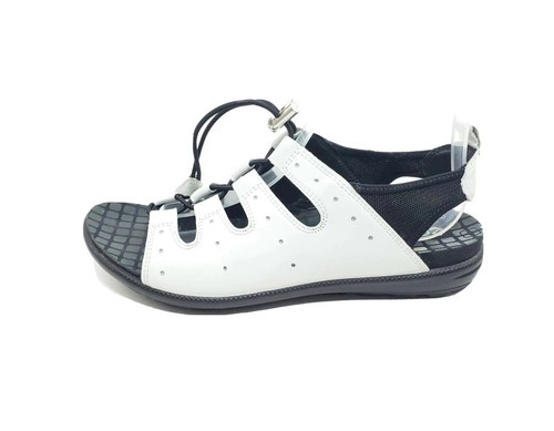 ECCO Bluma Toggle sandalo sportivo bianco nero pelle punta aperta EUR 39 US 8- 8,5