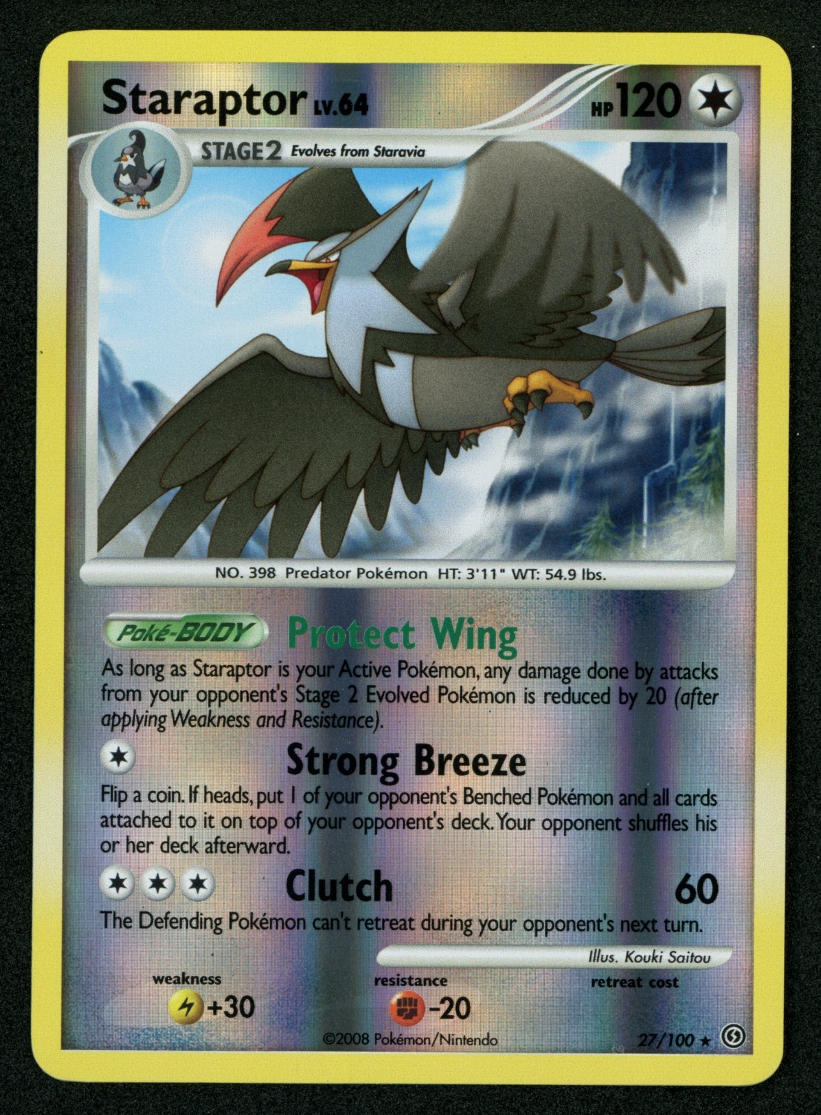 Staraptor 27/100 Stormfront Reverse Holo NEAR MINT NM+ SUPER CLEAN NO SCRATCHES!