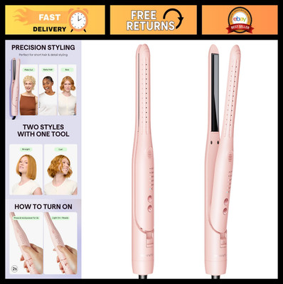 0.65'' Pencil Flat Iron & Cool Curl Styler for Short Hair, Pixie Cut, 360º Airflo