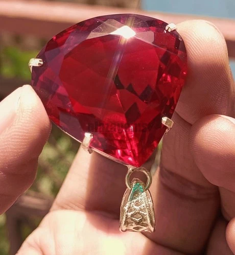 99.20 Ct Natural Blood Red Mozambique Ruby Pendant Flawless CERTIFIED