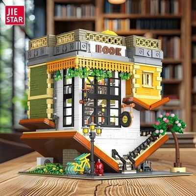Jie Star Inverted Bookstore 3621 Stück Modular Building Brick Set