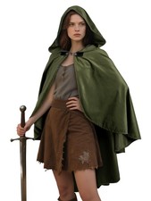 Velvet Hooded Cloak for Adults, Medieval Renaissance One Size, Green