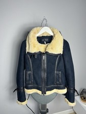 Giacca vintage Armani Jeans Shearling 42 scamosciata pelliccia sintetica stil...