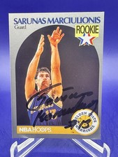 SARUNAS MARCIULIONIS 1990-91 NBA Hoops ROOKIE AUTOGRAPH #115 - Warriors