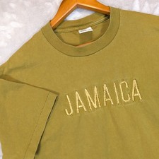 Vintage Single Stitch T-Shirt Mens XL Green Jamaica Embroidered Made in USA VTG