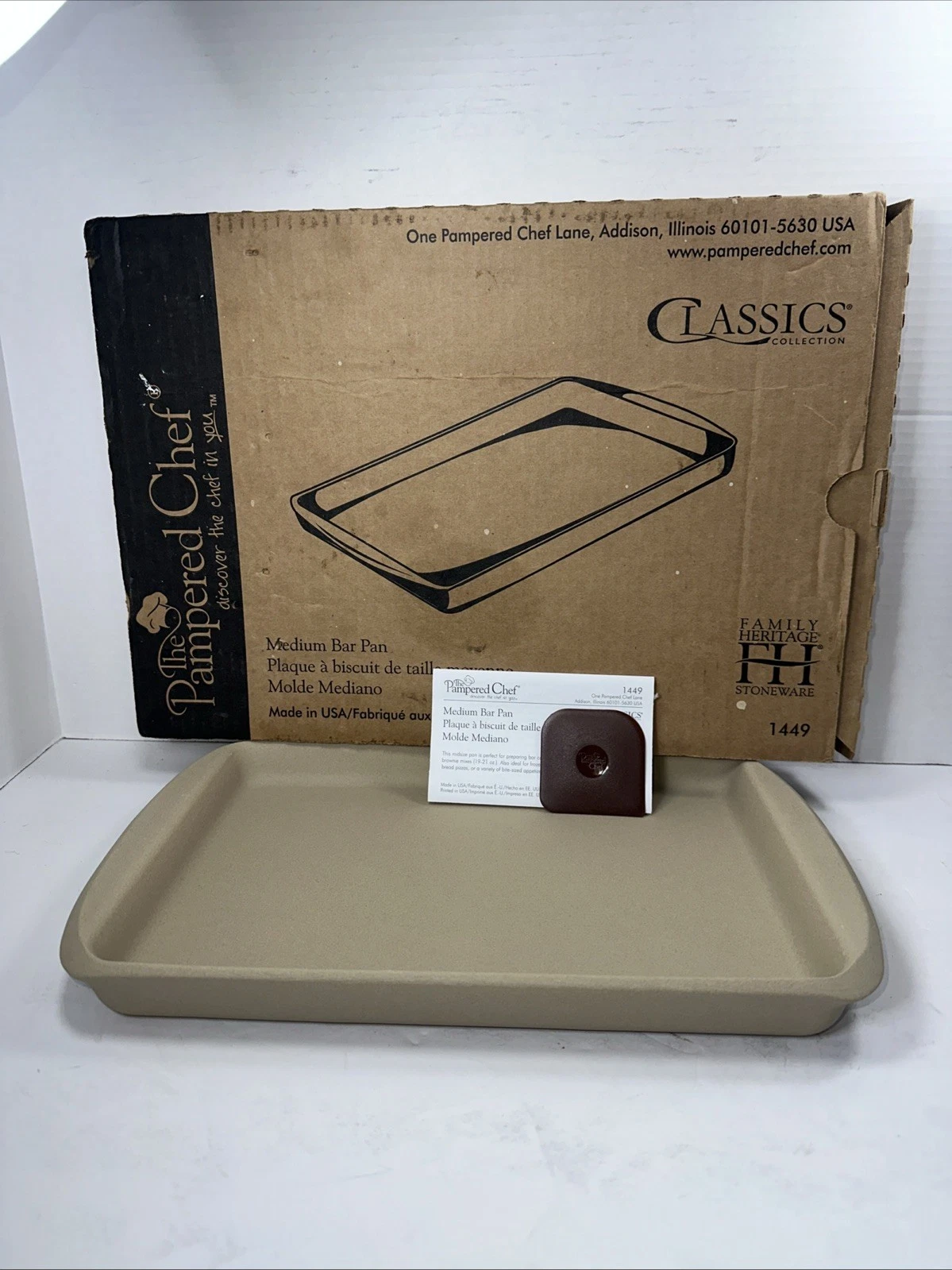 Pampered Chef Medium Bar Pan 1449 14 X 9 Stone Cookie Sheet