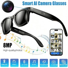 AI Smart Glasses Camera 4K Video Recording Bluetooth Calls Voice Assistant HD US